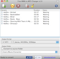 Free WMA to MP3 Changer Mac OS X